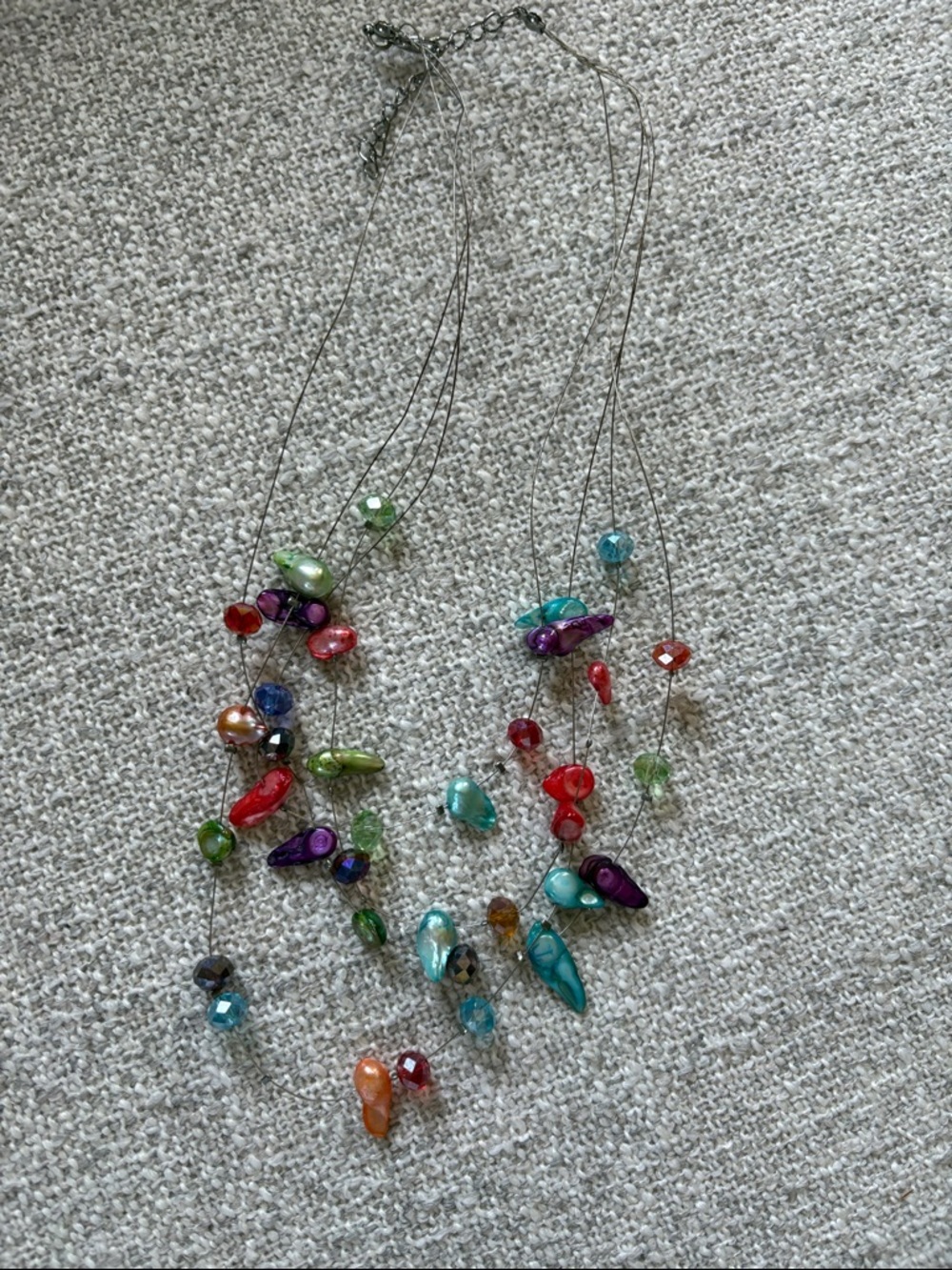 Multicolor Beaded Drop Necklace - Women's Fashion Jewelry